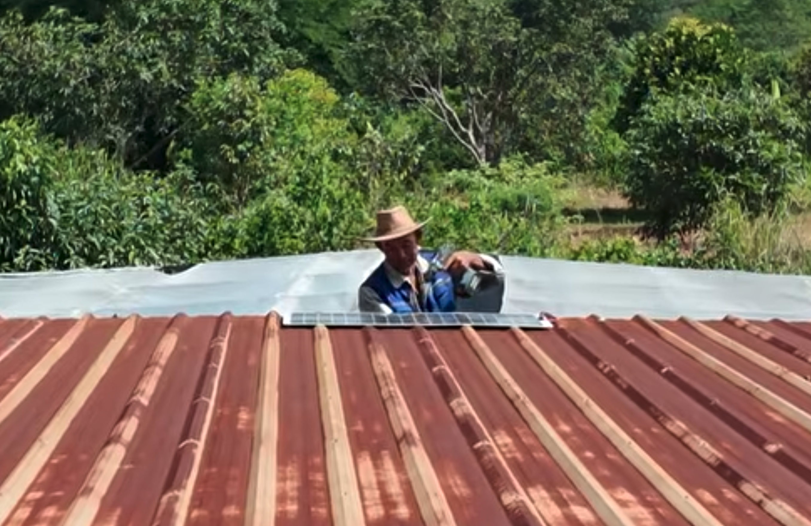 The solar panel installed on the roof